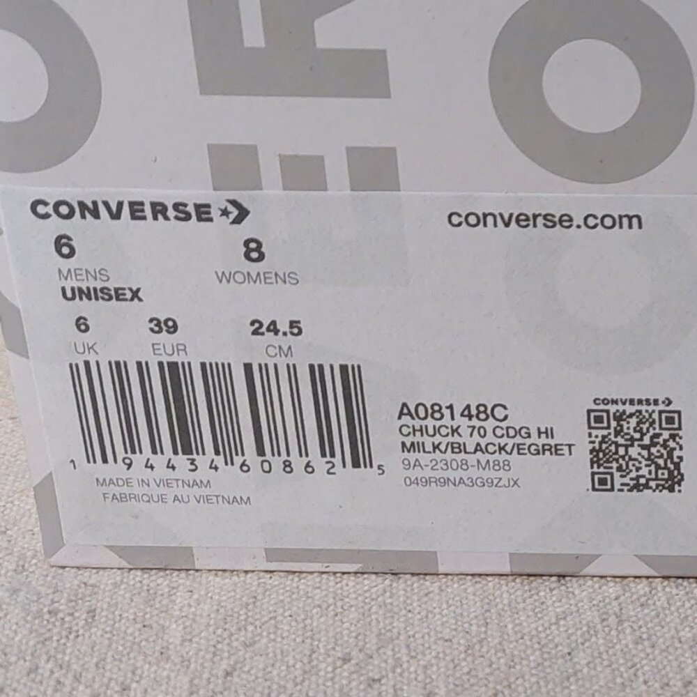 Converse x PLAY Comme des Garçons Chuck 70 Milk/Black Multi Heart Size: 8 - Picture 5 of 12